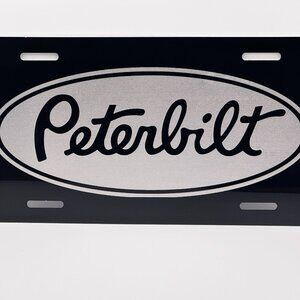 Black Laser Engraved Peterbilt License Plate